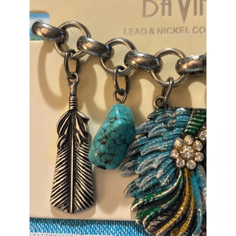 #23. Native American stretch, feather charm bracelet.